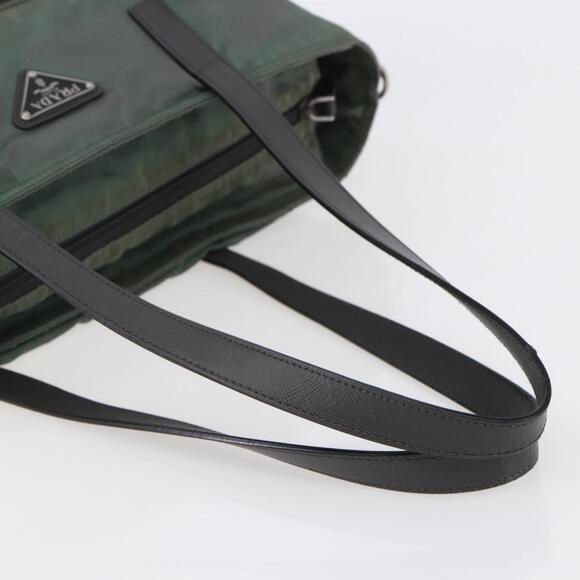 PRADA Tote Bag Nylon Khaki Silver Auth 146817 - Picture 7 of 16